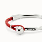 Bangle bracelet with coral leather