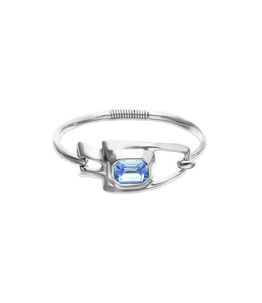Semi-rigid bracelet with blue faceted crystal