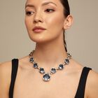 Necklace with 12 faceted blue crystals