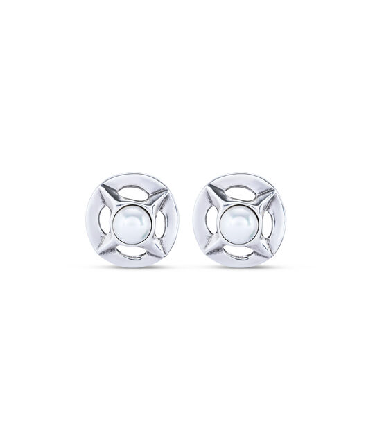 Sterling silver-plated earrings with link and pearl