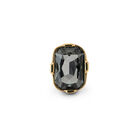 Rectangular ring with a grey faceted crystal