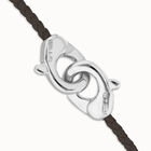 Brown leather bracelet with interlocking carabiner