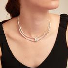 Collar doble r&iacute;gido ba&ntilde;ado en plata de ley y circonita blanca