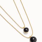 Multi-layer pendant link necklace with black murano glass