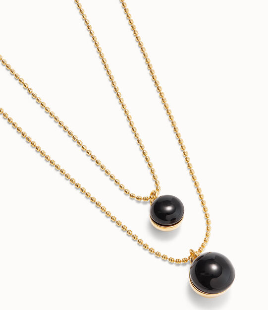 18k gold-plated pendant with double chain and black murano glass