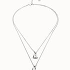 Multi strand chain necklace with two hearts