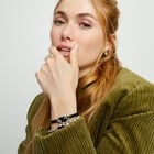 Leather bracelet with faceted black oval crystal