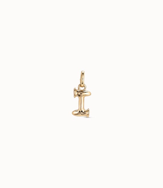 Charm bañado en oro de 18k de letra I
