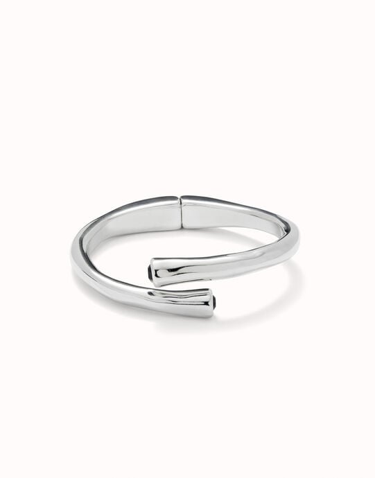 Bangle bracelet with two black crystal