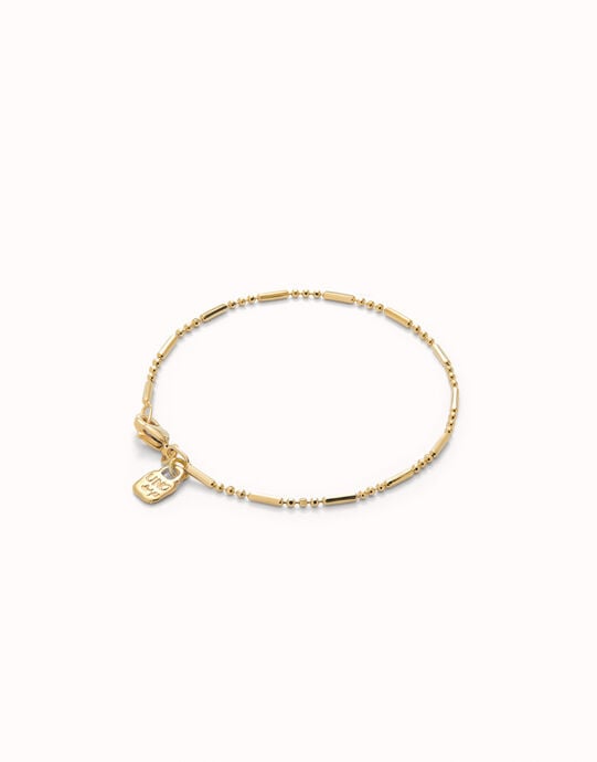Pulsera con bolas y piezas alargadas ba&ntilde;ada en oro 18k