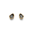 Boucles d&rsquo;oreilles plaqu&eacute;es or 18 carats avec cristal facett&eacute; gris en forme de goutte