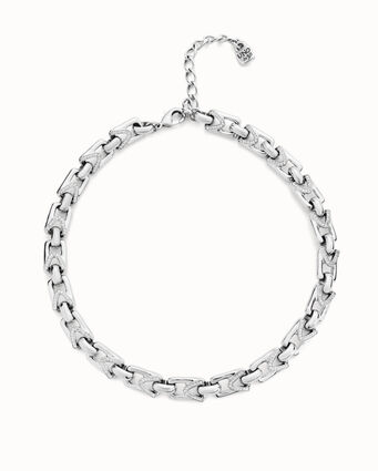 Sterling silver-plated necklace with rectangular links