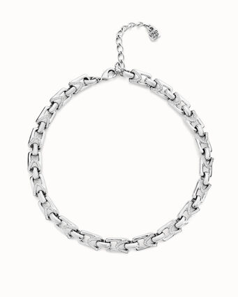 Collier plaqué argent avec maillons rectangulaires