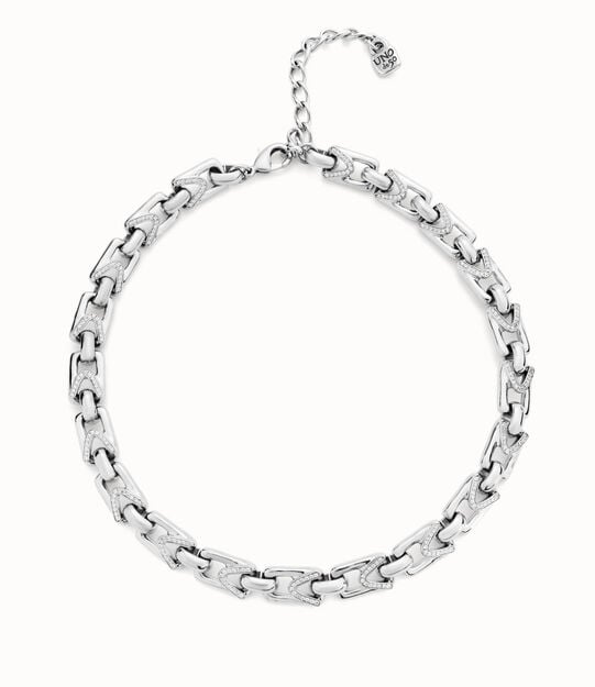 Collar bañado en plata de ley con eslabones rectangulares