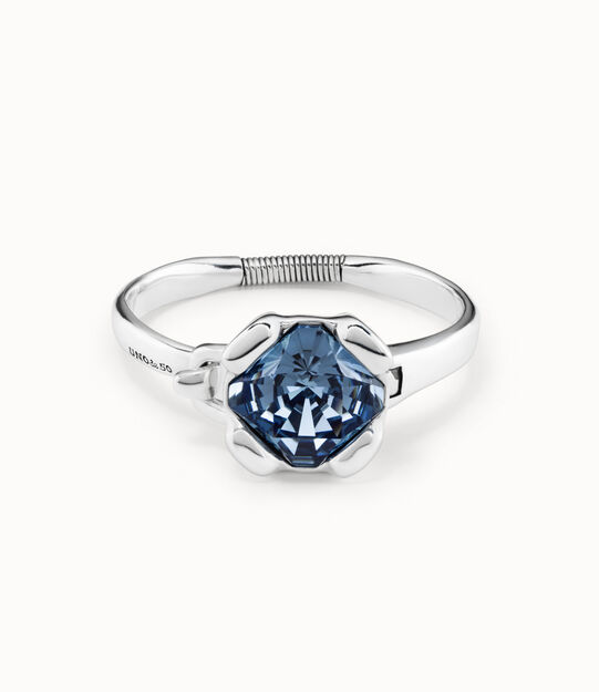 Sterling silver-plated bangle bracelet with blue crystal