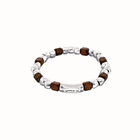 Stretch bracelet with silver and wooden beads