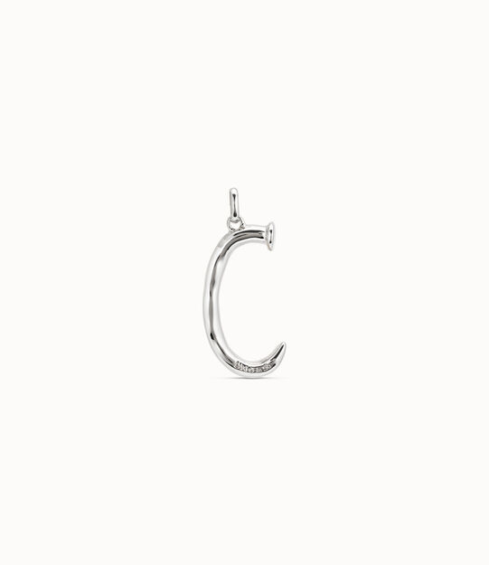Sterling silver-plated letter C pendant