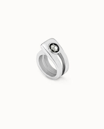 Anello placcato argento Sterling con maglia rettangolare