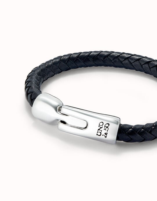 Multi strand leather bracelet with 2 circles