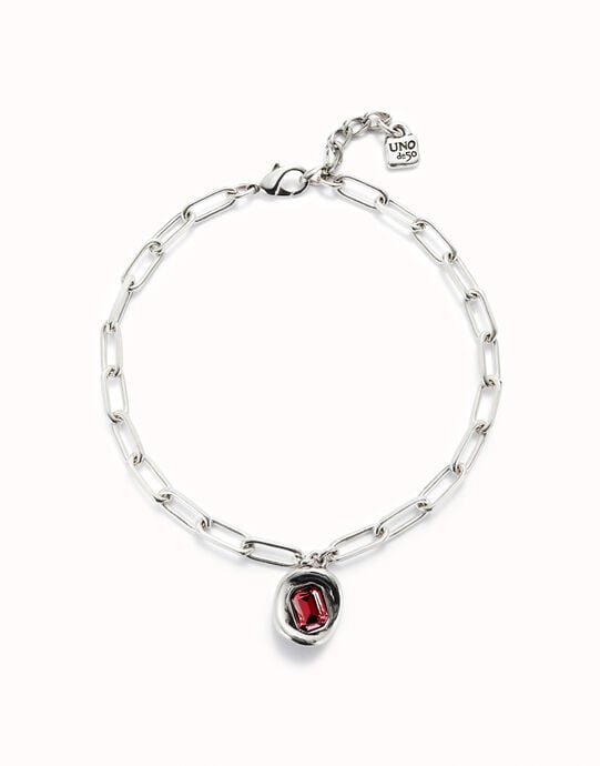 Short link chain pendant necklace red crystal