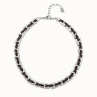 Short leather necklace with links
