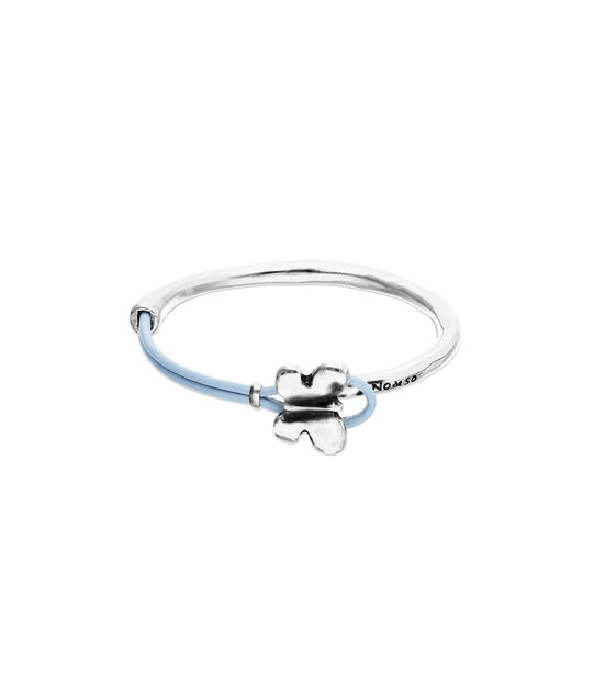 Blue leather bracelet with butterfly ornament