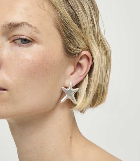 Medium starfish-shaped earrings, Silver, large