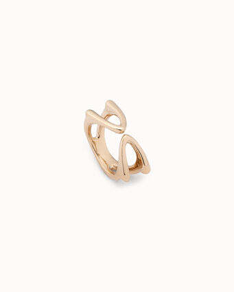 18K gold-plated open ring with two "vs” facing each other