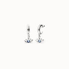 Eye-shaped drop earrings with blue crystal