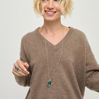 Multi-position necklace with a rectangular green faceted crystal