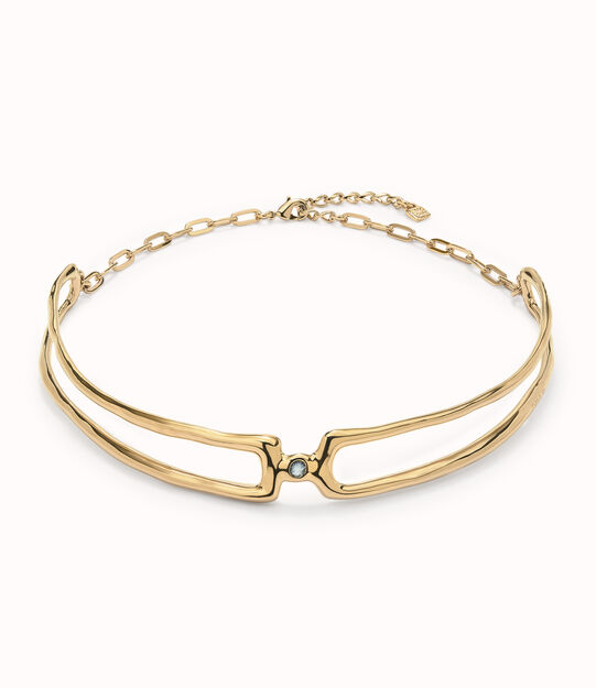 Double 18K gold-plated necklace with white topaz