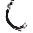 Collier long en cuir avec spirale argent&eacute;e