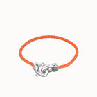 Orange leather bracelet with interlocking carabiner
