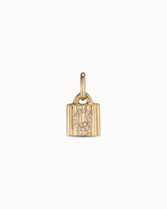 18K gold-plated padlock charm with topaz letter Q