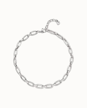 Collier court plaqué argent avec maillons ovales moyens