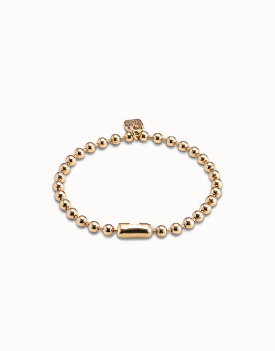 Pulsera de bolitas ba&ntilde;ada en oro de 18k, Dorado, large