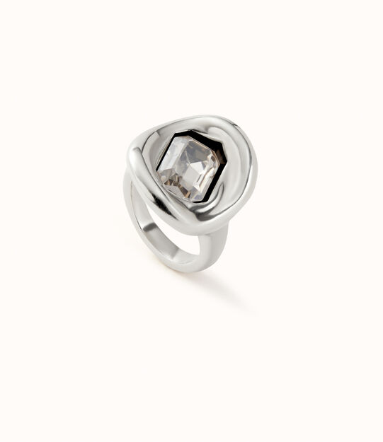 Anillo ba&ntilde;ado en plata de ley con cristal blanco