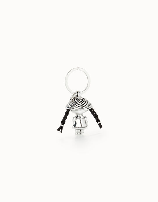 Porte-cl&eacute;s poup&eacute;e plaqu&eacute; argent, Argent, large