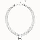 Short necklace with silver threads and large sphere