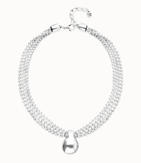 Short necklace with silver threads and large sphere