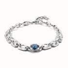 Short link chain necklace with large blue crystal