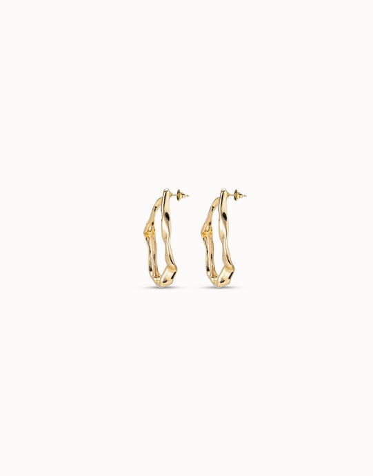 Pendientes maxi de eslabones ba&ntilde;ados en oro de 18k, Dorado, large