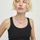Multi-strand necklace with two intertwined drops