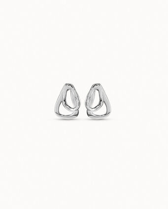 Sterling silver-plated earrings with 2 overlapping links