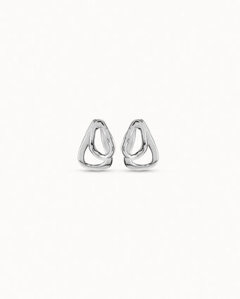 Boucles d’oreilles plaquées argent avec 2 maillons superposés