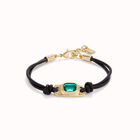 Leather bracelet with a green crystal