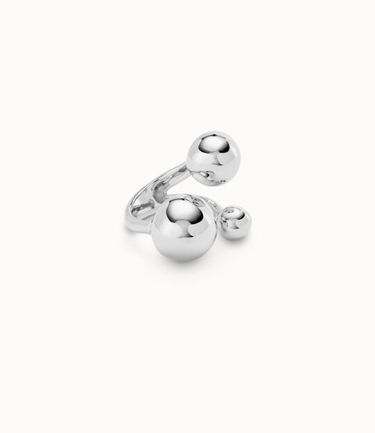 Anello placcato argento Sterling con tre sfere di varie dimensioni