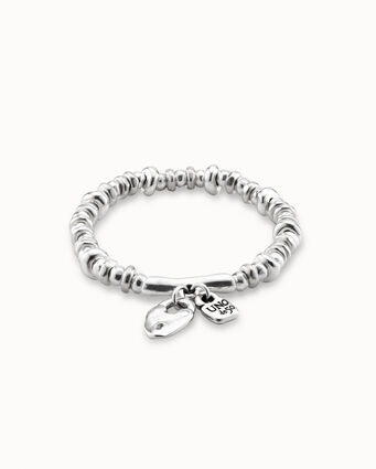 Bracelet élastique plaqué argent avec cadenas en forme de cœur