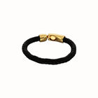 Leather braided bracelet with golden clasp