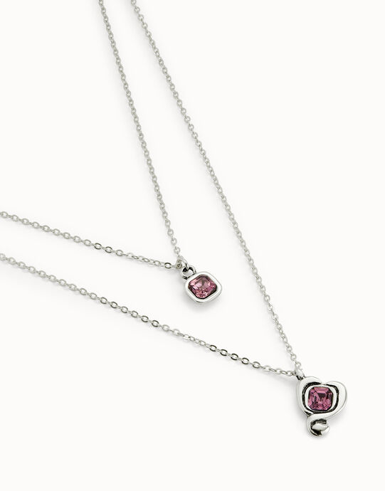 Multi-layer pendant link chain necklace with heart charm